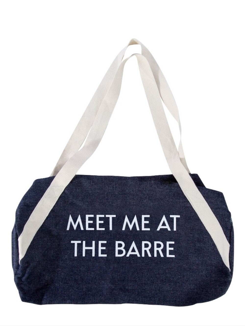Private Party Meet Me At The Barre Denim Duffel Bag Gym Travel Tote NWOT